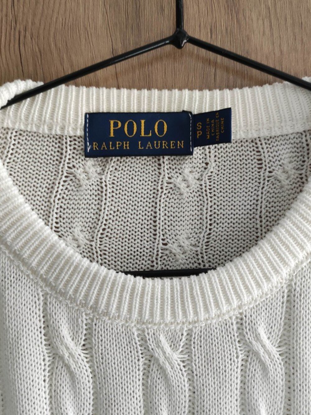 Polo Ralph Lauren White Cable Knit Short Sleeve Sweater Embroidered Polo Bear - Picture 4 of 7